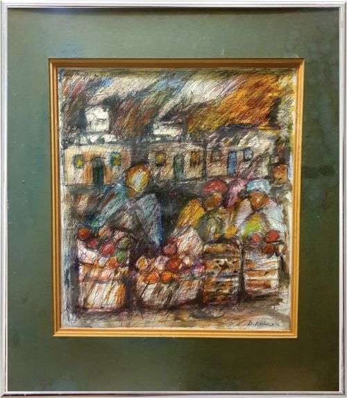 DAVID KOLOANE (1983 - 2019)- `VENDORS OF  THE MINE` - Mixed Medium - INVESTMENT ART