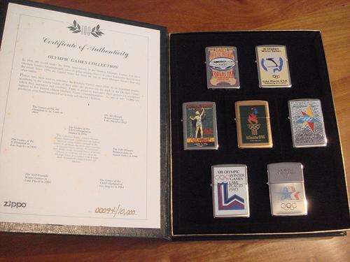 1996 atlanta olympic games 7 piece zippo lighters