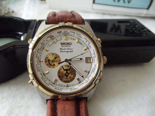seiko quartz world timer chronograph vintage