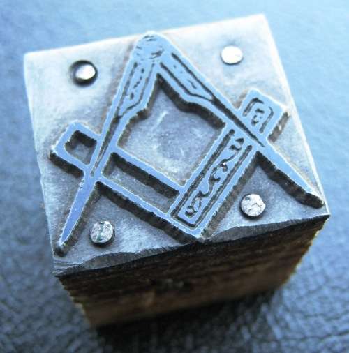MASONIC PRINTING BLOCK - IDEAL FOR PRINTERS TRAY - HAS SOME AGE - MAY BE FROM RHODESIA?