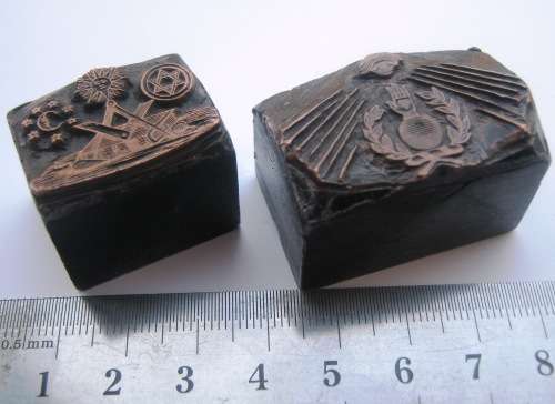 MASONIC PRINTING BLOCKS - THE BEST OFFERED YET - STEEL WITH COPPER PLATES - IDEAL FOR PRINTERS TRAY.