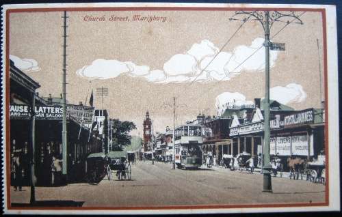 PIETERMARITZBURG - CHURCH STREET - TRAM AND CARTS -  CICA 1920 -  VINTAGE 'ART' POSTCARD  - MINT!