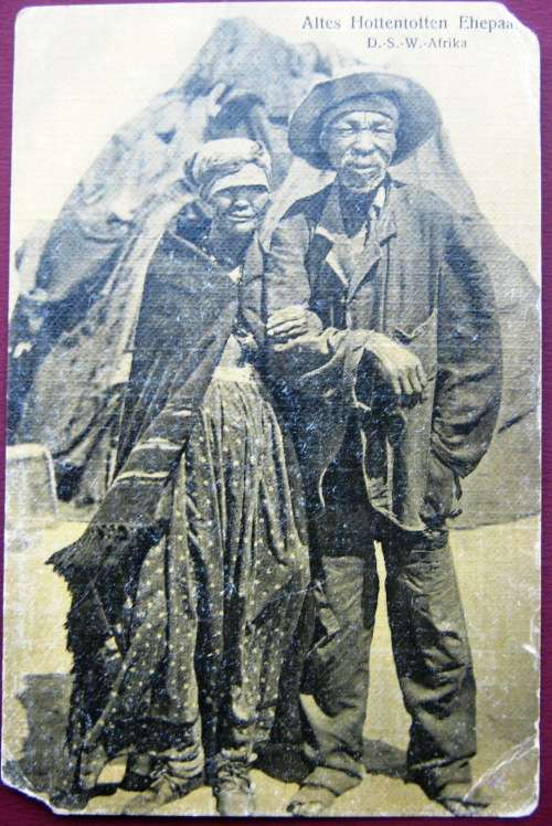HOTTENTOT COUPLE - GERMAN SOUTH WEST AFRICA  - VINTAGE POSTCARD