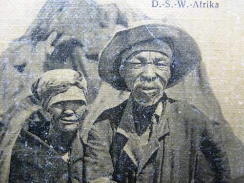 HOTTENTOT COUPLE - GERMAN SOUTH WEST AFRICA  - VINTAGE POSTCARD