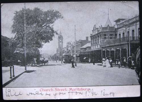 PIETERMARITZBURG  - VINTAGE POSTCARD - VIEW OF CHURCH STREET.
