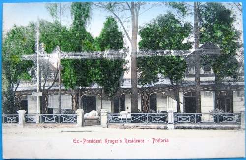 PRESIDENT KRUGER'S RESIDENCE - PRETORIA - 1913 -  VINTAGE POSTCARD.
