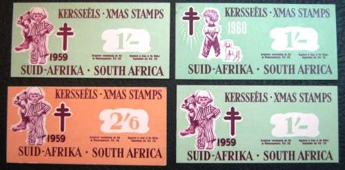 COLLECTION OF 4 UNEXPLODED CHARITY SEAL BOOKLETS - ONE STAMP REMOVED FROM 1960 BOOKLET.