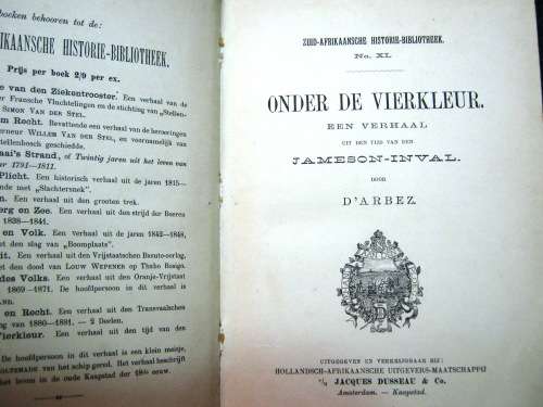 ONDER DE VIERKLEUR - EARLY DUTCH/AFRIKAANS BOOK - EARLY AFRIKANER HISTORY.