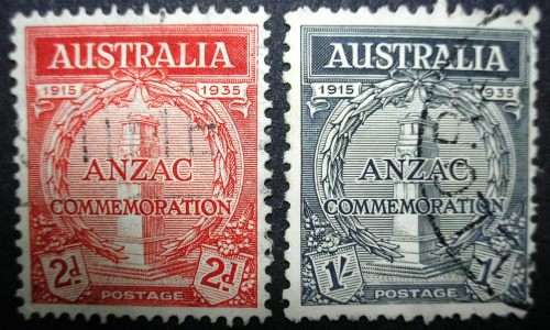 AUSTRALIA , 1935 , ANZAC DAY - SG 154/5 - CV R900 - VERY FINE USED.