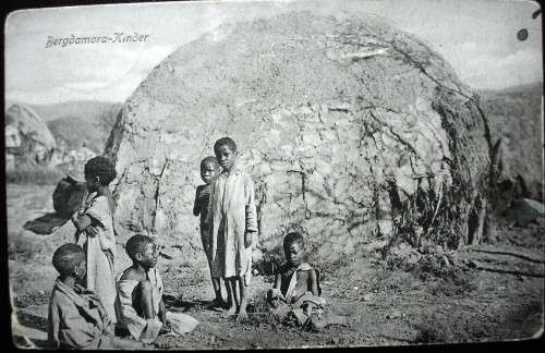 GERMAN SWA  - VINTAGE POSTCARD - DAMARA CHILDREN - TOUGH LIVING  -  ONLY FAIR CONDITION.
