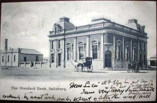 RHODESIA - 1904 - SALISBURY STANDARD BANK - EARLY VINTAGE P/C IN VERY GOOD CONDITION.