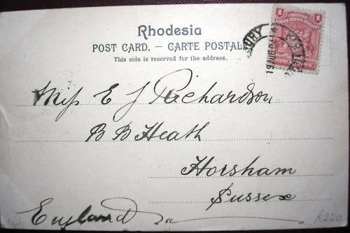 RHODESIA - 1904 - SALISBURY STANDARD BANK - EARLY VINTAGE P/C IN VERY GOOD CONDITION.
