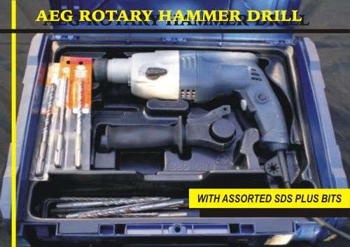 AEG ROTARY HAMMER DRILL WITH SDS PLUS BITS & CARRY CASE