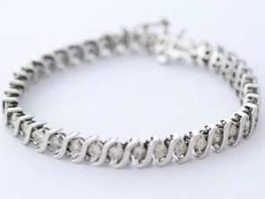 WOW  !!!!  14 kt SOLID WHITE GOLD - 3.51 tcw DIAMOND TENNIS BRACELET !!! STARTING AT R1 !!!