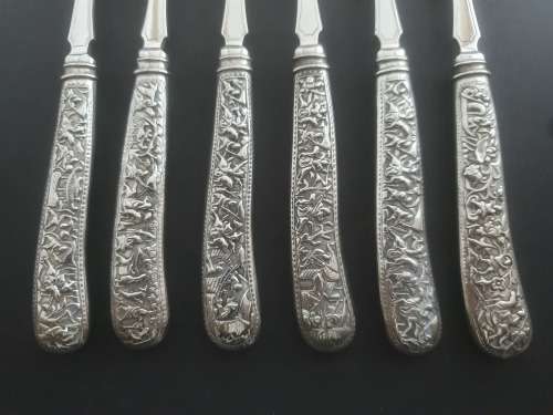 SOLID SILVER 900gm HALLMARKED (1894) Knives and Fork Set.****NO RESERVE**** R1 START BID
