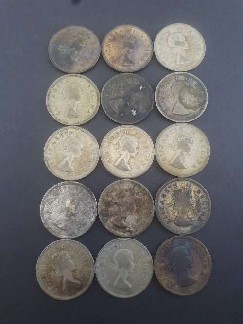 15 x 50% SILVER 106.05g of SILVER 2½ Shillings  50% Silver Content ****NO RESERVE**** R1 START BID