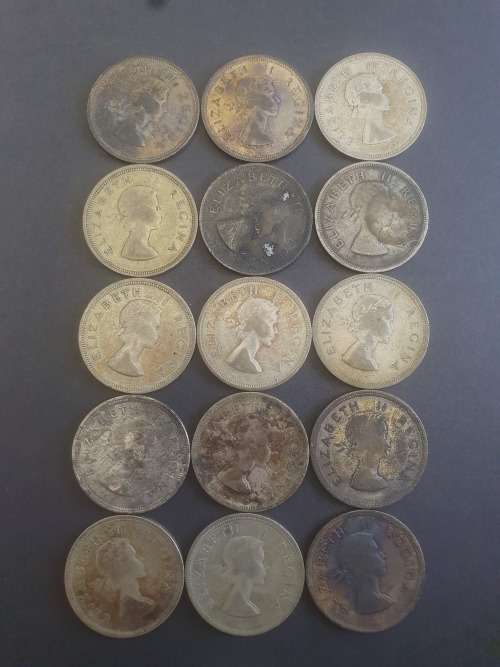 15 x 50% SILVER 106.05g of SILVER 2½ Shillings  50% Silver Content ****NO RESERVE**** R1 START BID