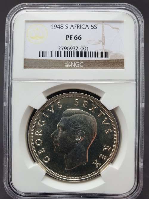 1948  S. Africa 5 Shillings Proof PF 66     ********* NO RESERVE ********** R1 START BID