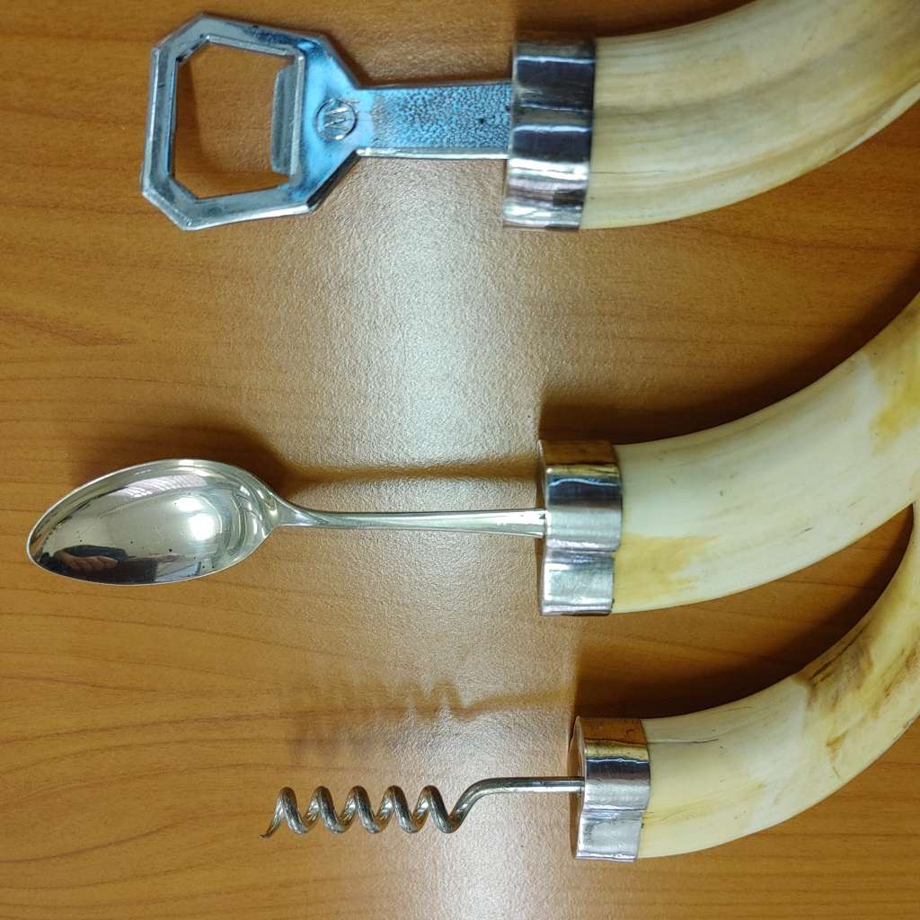 Hand Crafted Warthog Tusk 3 Piece Bar Set