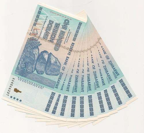 Zimbabwe 100 trillions x 10 units in sequence PERFECT UNC condition