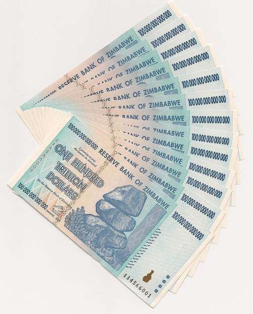 10 x 100 trillion banknotes... AA prefix , UNC, Consecutive numbers