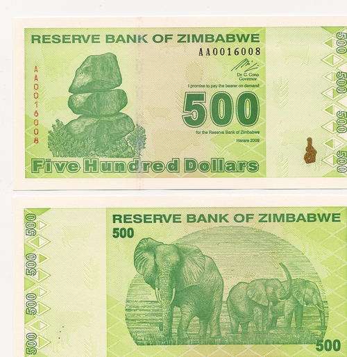 RARE $500 Zimbabwe note.. Was only printed for 1 day 2009. AA prefix
