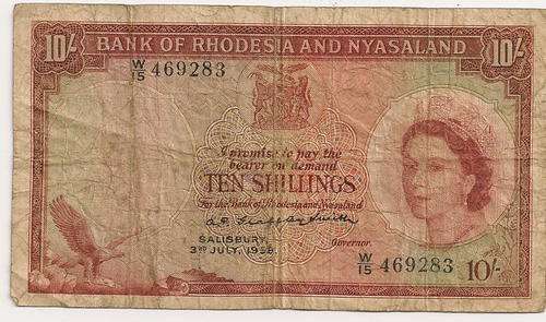 Rhodesia and Nyasaland 10 shillings 3 july 1959