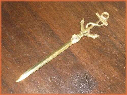 Vintage letter opener. Solid brass. Nautical.