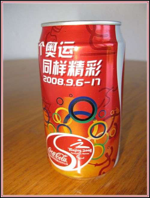 Coca Cola aluminium can. Beijing 2008 empty sealed top