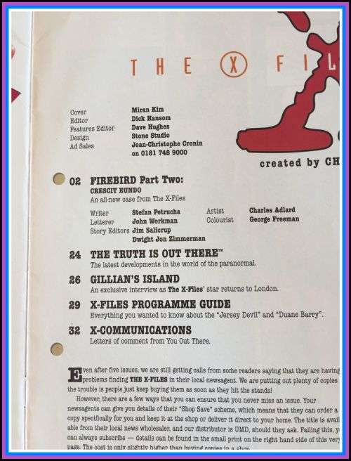 X Files issue 5 Oct 1995 - R 1 crazy auction !!!