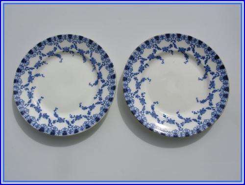 Two vintage side plates. Lovely blue and white. 16cm