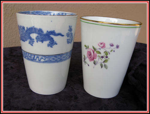 R 1 AUCTION!!! Two porcelain posy vases. Couldon and Diamond. Height 10.5cm