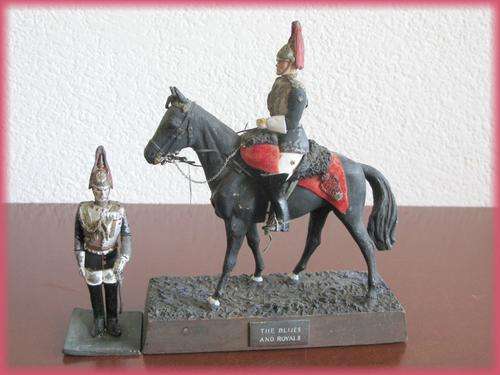 Two lead soldiers "The blues and and Royals" - vintage in need of TLC.