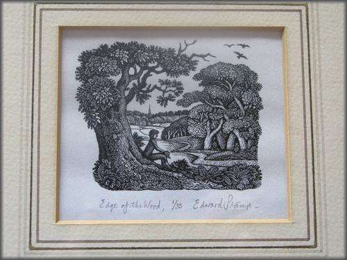 3 signed wood engravings by Edward Stamp. Framed.