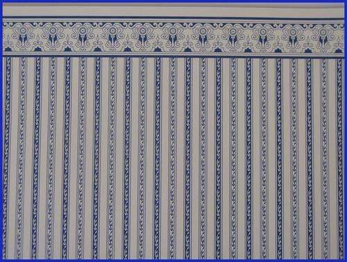 Doll house Wall paper - Classic BLUE stripe. Size: 43cm x 30cm