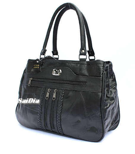 GORGEOUS GENUINE LEATHER HANDBAG IN BEAUTIFUL BLACK