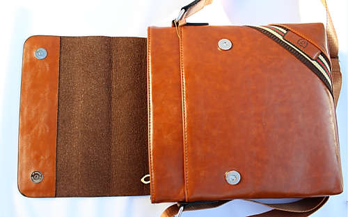 SMART  COMPOSITE LEATHER SHOULDER / MESSENGER BAG IN COFFEE