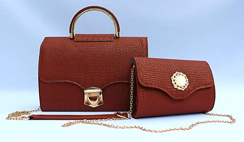 GORGEOUS AND ELEGANT 2-PIECE HANDBAG IN RAVISHING RUST