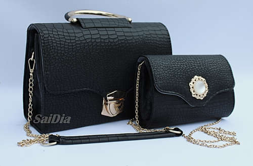 GORGEOUS AND ELEGANT 2-PIECE HANDBAG IN BEWITCHING BLACK