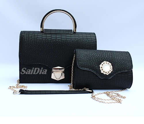 GORGEOUS AND ELEGANT 2-PIECE HANDBAG IN BEWITCHING BLACK