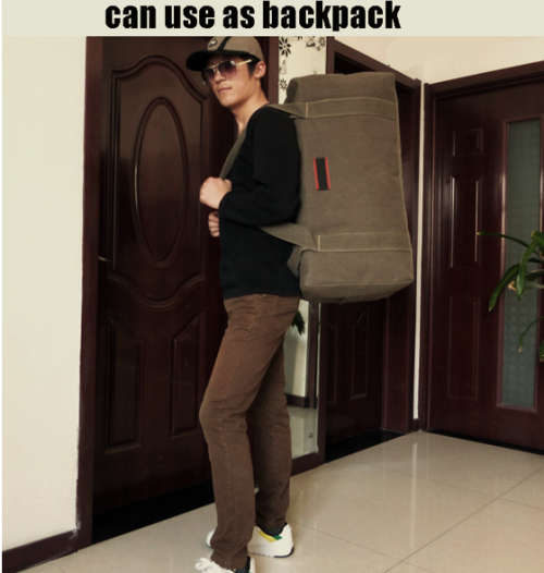 Carry-on 55cm weekender canvas duffle bag in green-brown