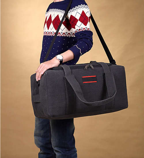 Carry-on 55cm weekender canvas duffle bag in Black