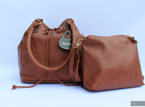 Chic & Versatile Large Drawstring Bucket Bag / Tote with Cosmetic Purse