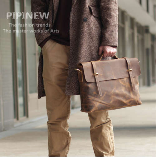 Superior 100%  Genuine Full Grain Cow-Hide Leather Briefcase / laptop Bag