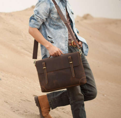 Superior 100%  Genuine Full Grain Cow-Hide Leather Briefcase / laptop Bag