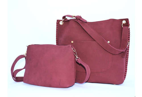 2 Piece Faux Suede Tote Bag