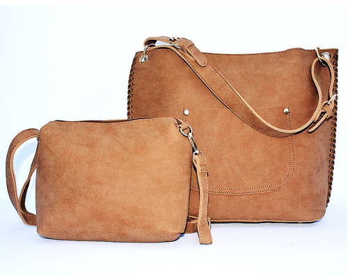 2 in 1 Faux Suede Tote Bag and Vanity