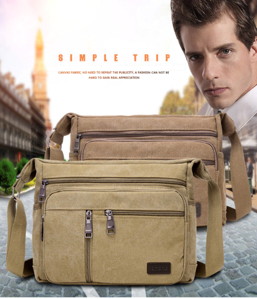 Vintage Canvas Crossbody / Shoulder Messenger Bag