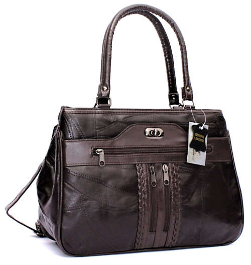 Genuine leather handbag in Burgandy Brown
