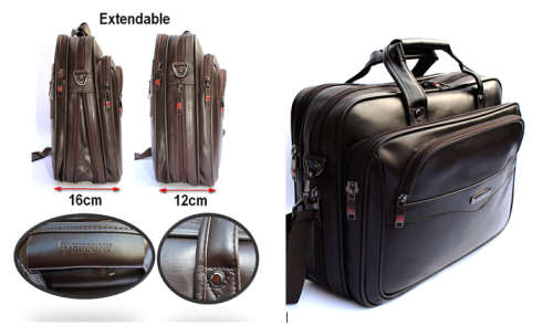 PU Leather Extendable 17 "  Briefcase / Laptop Bag